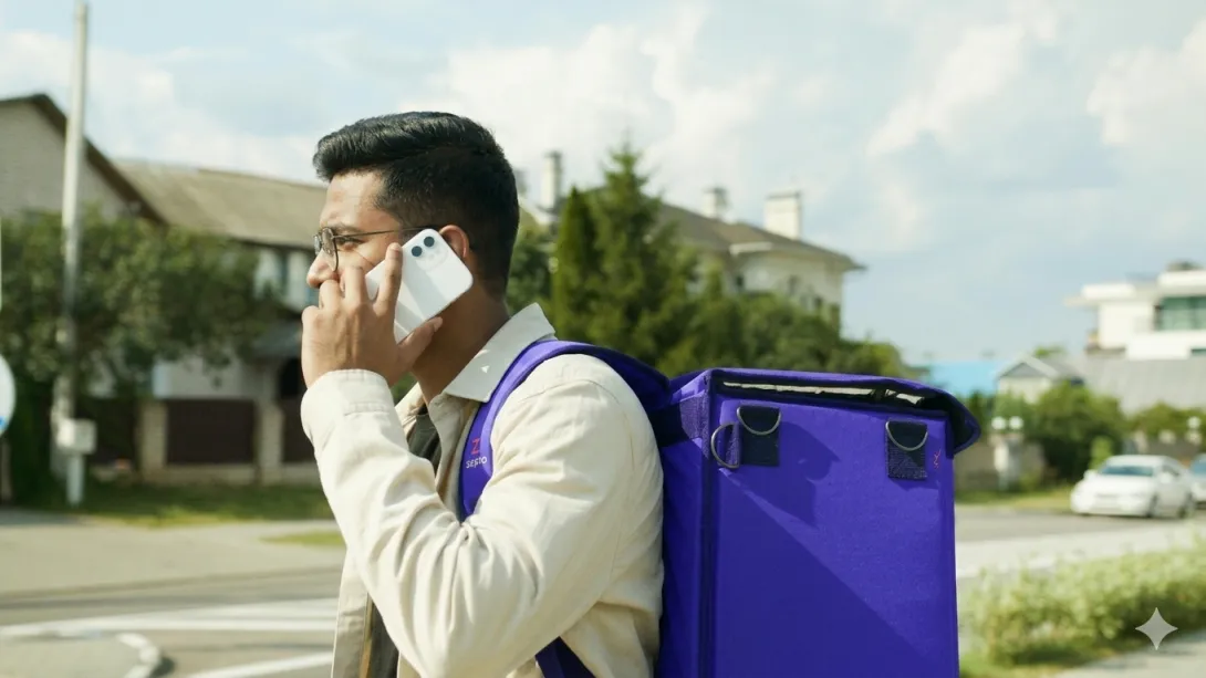 Delivery Executive Making Multiple Calls to Customers